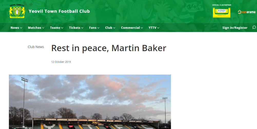 Martin Baker Yeovil Town